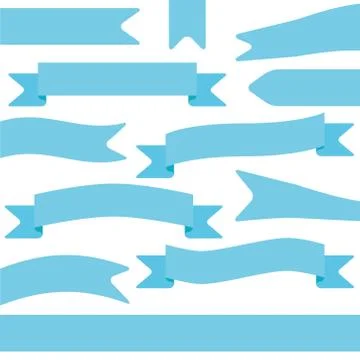 Set of blue ribbons Stock Illustration
