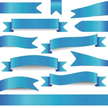 Set of blue ribbons Stock Illustration