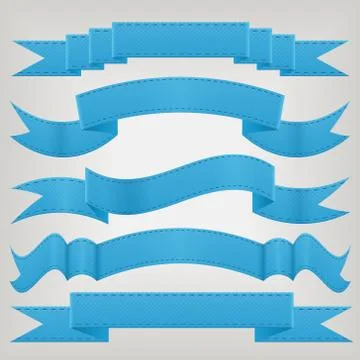 Set of blue ribbons Stock Illustration