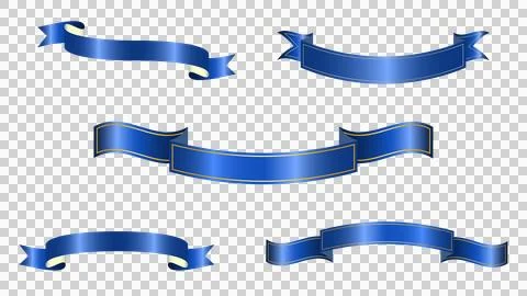Set of blue ribbons Stock Illustration