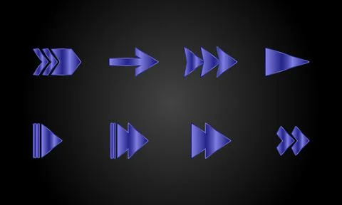 Set of blue right arows Stock Illustration