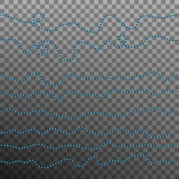 Set of blue seamless realistic led glowing light. EPS 10 vector objects. Illustrazione stock