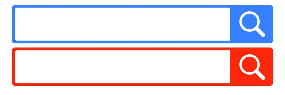 A set of blue search bars and a set of red search bars. Vectors. Stock Illustration