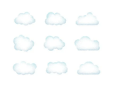 Set of blue sky, clouds. Cloud icon, cloud shape. Set of different clouds Stock Illustration