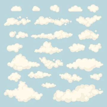 Set of blue sky, clouds. icon shape. different. Collection label, symbol. G.. Stock Illustration