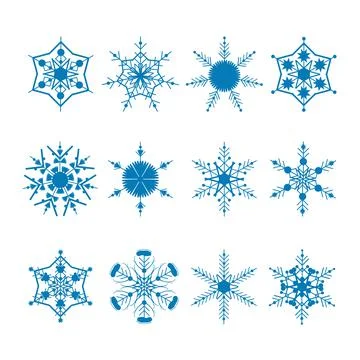 Set blue snowflake on a white background. Decor for Christmas and New Year de Stock Illustration