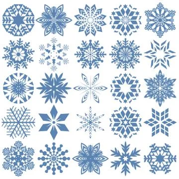Set of blue snowflakes Stock Illustration