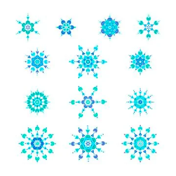 Set blue snowflakes Stock Illustration