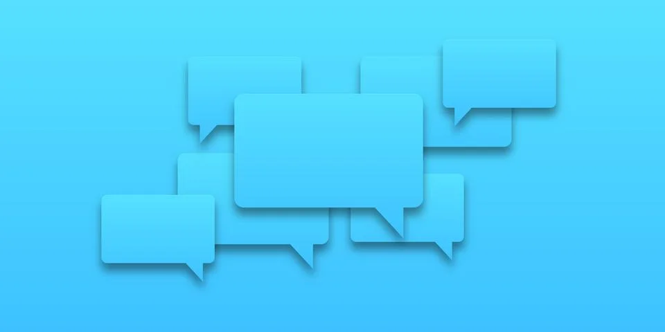 Set of blue speech bubbles icons. Communication between people, a kind of a.. Stock Illustration