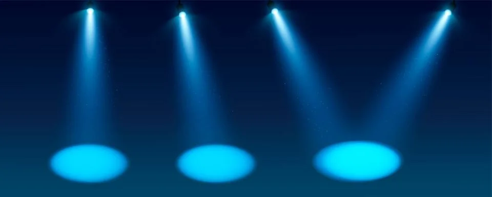 Set Blue Spotlight vector background. Illuminated effect form projector Stock Illustration