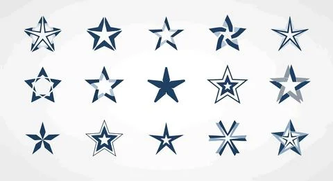 Set of blue star shapes Stock Illustration
