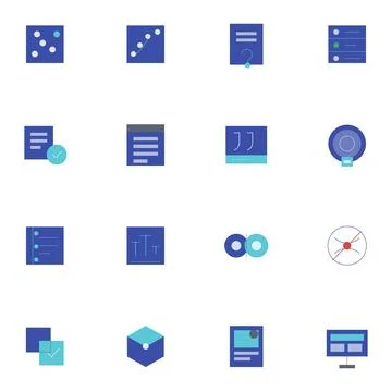 Set of Blue UI and Data Icons 库存插图