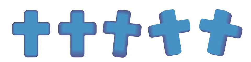 Set of blue vector 3d Christian Cross isolated on white background. Abstract 3d Illustrazione stock