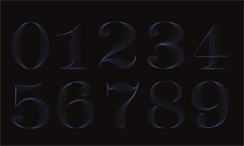 Set of blue vector numbers with smooth transition Stock Illustration