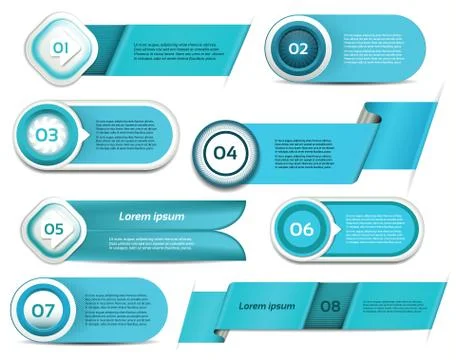 Set of blue vector progress, version, step icons. eps 10 Stock-Illustration