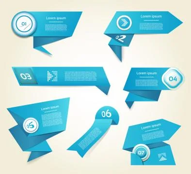 Set of blue vector progress, version, step icons. eps 10 Stock-Illustration