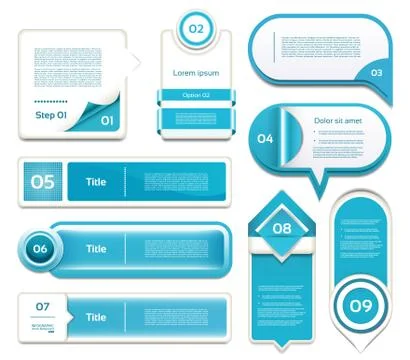 Set of blue vector progress, version, step icons. eps 10 Stock Illustration