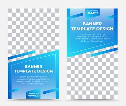 Set of blue vertical vector banner templates with white text Stock Illustration