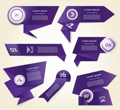 Set of blue-violet vector progress, version, step icons. eps 10 Stock Illustration