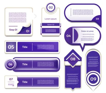 Set of blue-violet vector progress, version, step icons. eps 10 Stock Illustration