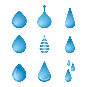 Set of blue water drops. Vector illustration Stock Illustration