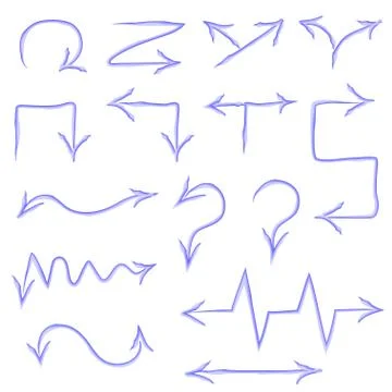 Set of blue watercolor pointers arrows Stock Illustration