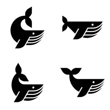 Set of Blue Whale, Blue Whale Logo Stock Illustration