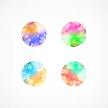Set of blur bokeh multicolor shapes. Trendy polygonal icons and logotypes. Bu Stock Illustration