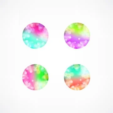 Set of blur bokeh multicolor shapes. Trendy polygonal icons and logotypes. Bu Stock Illustration