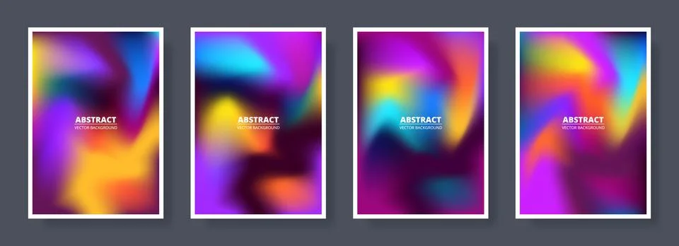 Set of blurred abstract backgrounds with bright multicolored gradient. Stock Illustration