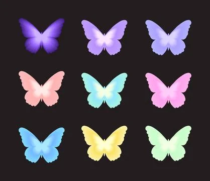 Set of blurred aura gradient butterflays. Trendy modern y2k style design te.. Stock-Illustration