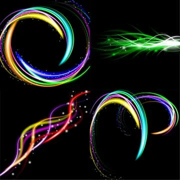 Set Blurry abstract lined light effect background. with space for your text. Stock Illustration