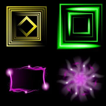 Set of Blurry abstract lines. Light effect. Sparkle background. Vector Illustrazione stock