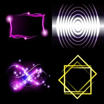 Set of Blurry abstract lines. Light effect. Sparkle background. Vector Illustrazione stock