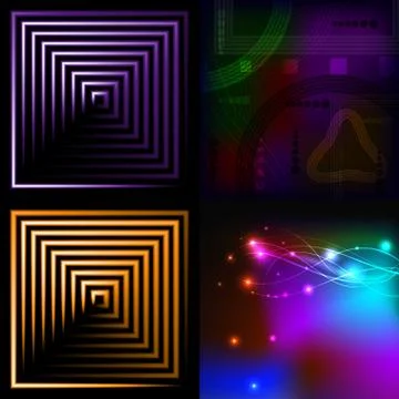 Set of Blurry abstract lines. Light effect. Sparkle background. Vector Illustrazione stock