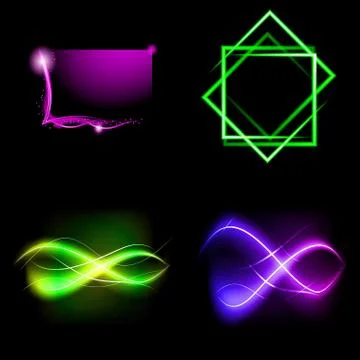 Set of Blurry abstract lines. Light effect. Sparkle background. Vector Stock Illustration