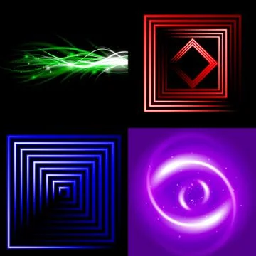 Set of Blurry abstract lines. Light effect. Sparkle background. Vector Illustrazione stock