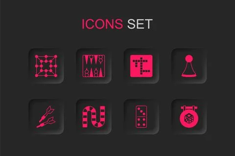 Set Board game Backgammon board Domino Chip for Game dice Crossword and Dart  Stock Illustration