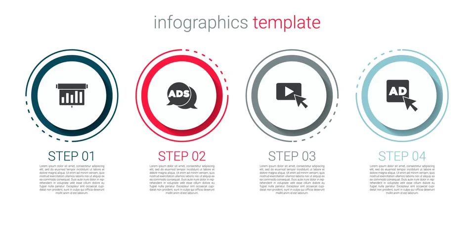 Set Board with graph chart, Advertising, and . Business infographic template 스톡 일러스트