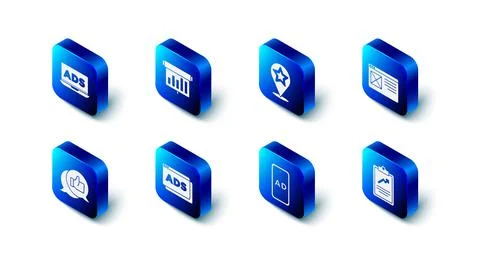 Set Board with graph chart, Map pointer star, Browser window, Clipboard Stock Illustration