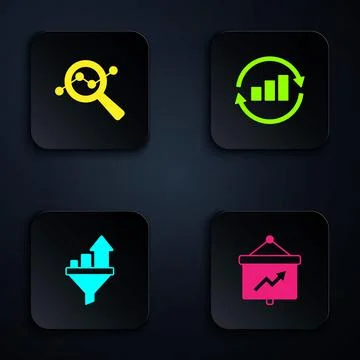 Set Board with graph, Search data analysis, Sales funnel chart and Graph 스톡 일러스트