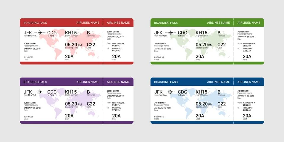 Set of boarding passes Illustrazione stock