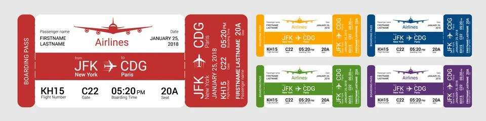 Set of boarding passes Stock Illustration