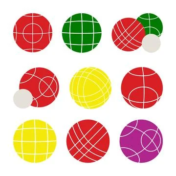 Set of Bocce Ball Logos and Icons, Bocce Ball Sports Elements Collection Stock Illustration