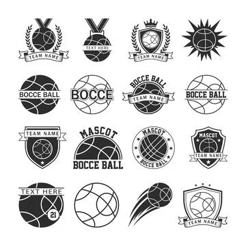 Set of Bocce Ball Logos and Icons, Bocce Ball Sports Elements Collection Stock Illustration
