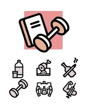 Set of bodybuilding icons Stock Illustration
