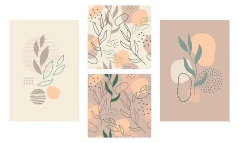 Set of Boho Abstract Posters and Seamless Pattern vector art 스톡 일러스트