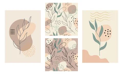 Set of Boho Abstract Posters and Seamless Pattern vector Illustrazione stock