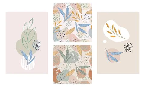 Set of boho modern Seamless Pattern and Posters vector 스톡 일러스트