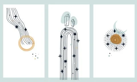 A set of boho posters Stock Illustration